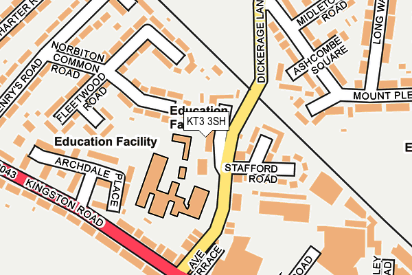 KT3 3SH map - OS OpenMap – Local (Ordnance Survey)