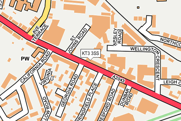 KT3 3SS map - OS OpenMap – Local (Ordnance Survey)