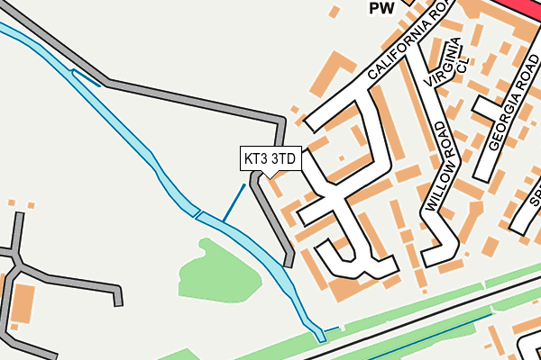 KT3 3TD map - OS OpenMap – Local (Ordnance Survey)