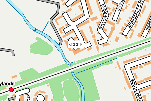 KT3 3TF map - OS OpenMap – Local (Ordnance Survey)