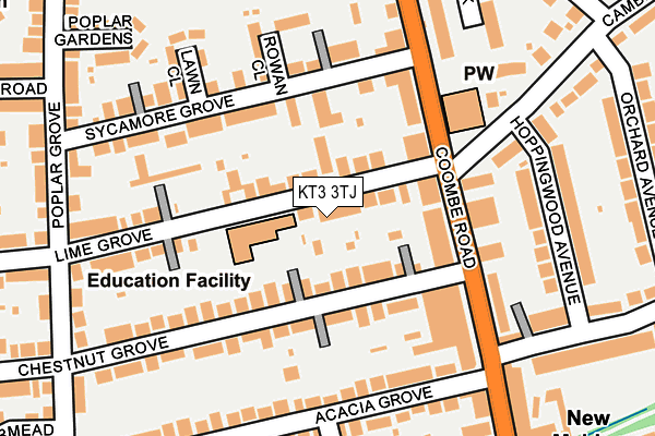 KT3 3TJ map - OS OpenMap – Local (Ordnance Survey)