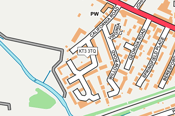 KT3 3TQ map - OS OpenMap – Local (Ordnance Survey)