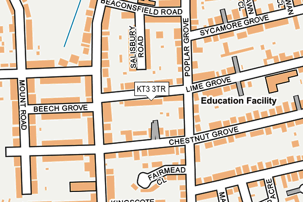 KT3 3TR map - OS OpenMap – Local (Ordnance Survey)