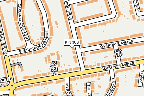 KT3 3UB map - OS OpenMap – Local (Ordnance Survey)