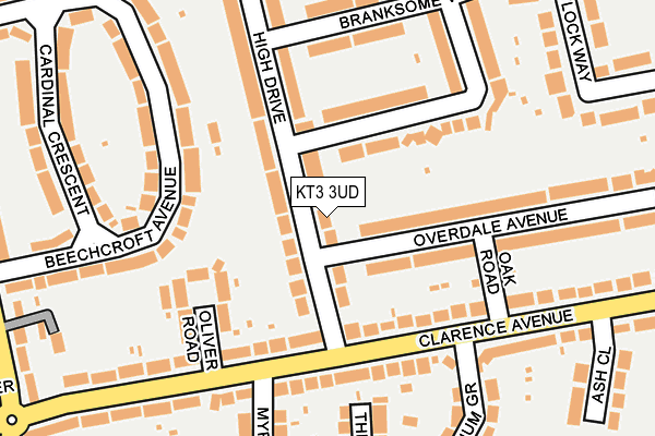 KT3 3UD map - OS OpenMap – Local (Ordnance Survey)