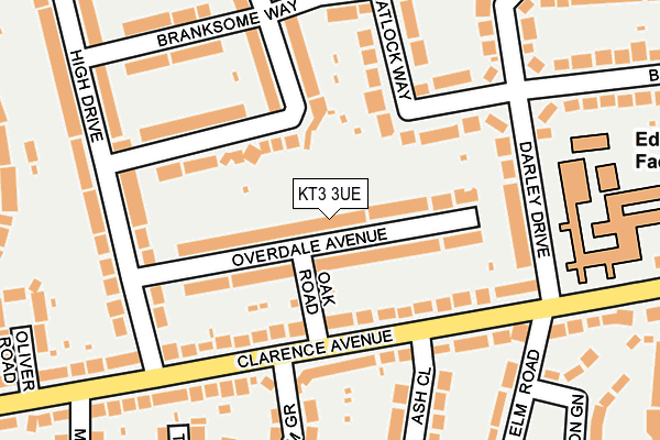 KT3 3UE map - OS OpenMap – Local (Ordnance Survey)