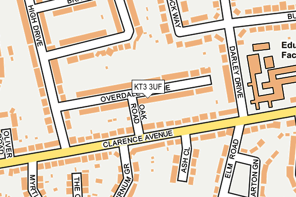 KT3 3UF map - OS OpenMap – Local (Ordnance Survey)