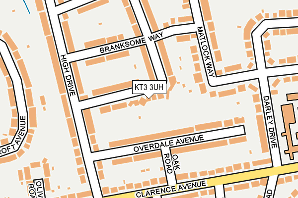 KT3 3UH map - OS OpenMap – Local (Ordnance Survey)