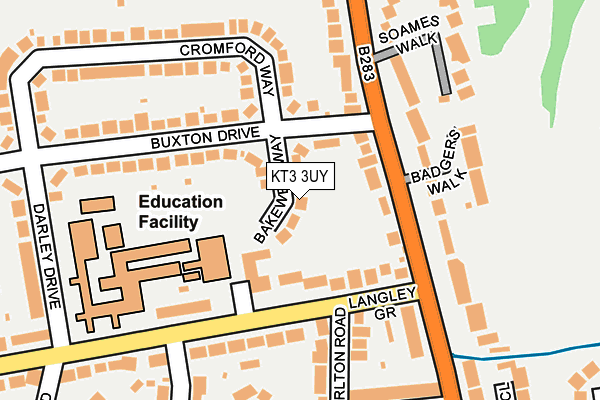 KT3 3UY map - OS OpenMap – Local (Ordnance Survey)