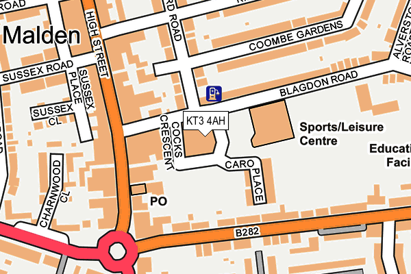 KT3 4AH map - OS OpenMap – Local (Ordnance Survey)