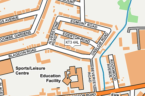 KT3 4AL map - OS OpenMap – Local (Ordnance Survey)