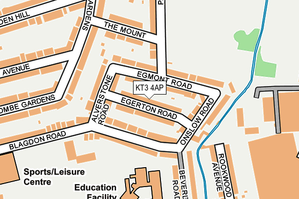 KT3 4AP map - OS OpenMap – Local (Ordnance Survey)