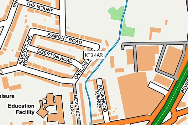 KT3 4AR map - OS OpenMap – Local (Ordnance Survey)
