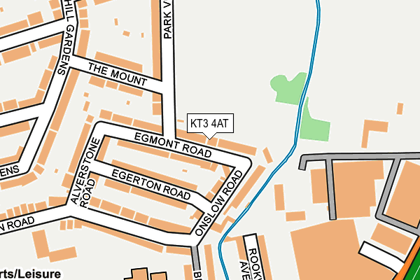 KT3 4AT map - OS OpenMap – Local (Ordnance Survey)