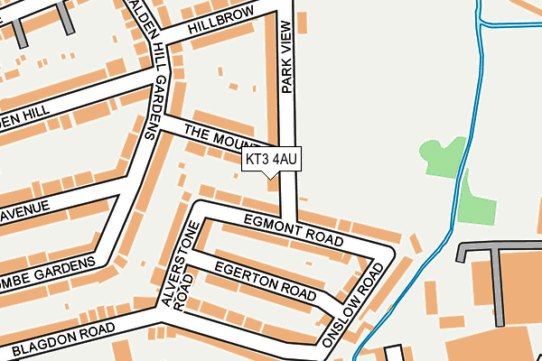 KT3 4AU map - OS OpenMap – Local (Ordnance Survey)