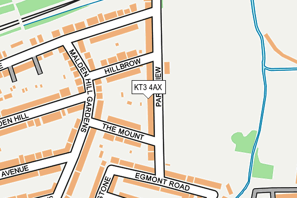 KT3 4AX map - OS OpenMap – Local (Ordnance Survey)