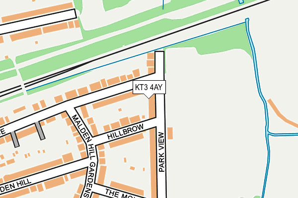 KT3 4AY map - OS OpenMap – Local (Ordnance Survey)