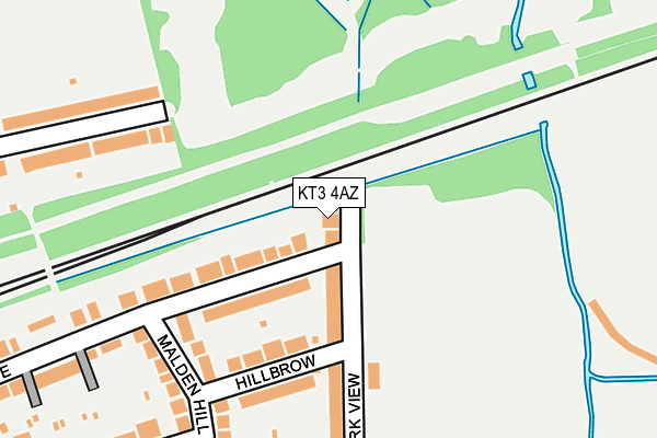 KT3 4AZ map - OS OpenMap – Local (Ordnance Survey)