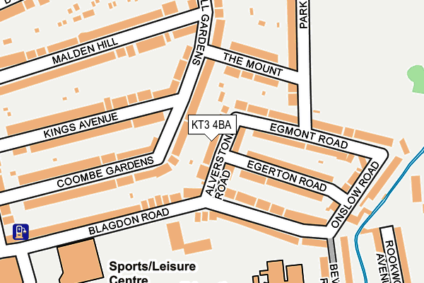 KT3 4BA map - OS OpenMap – Local (Ordnance Survey)