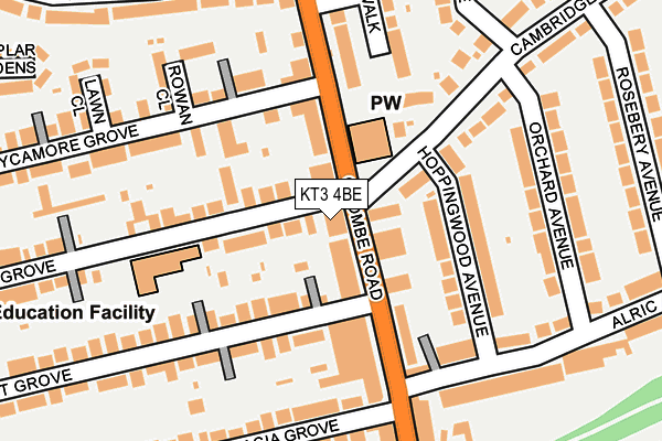 KT3 4BE map - OS OpenMap – Local (Ordnance Survey)