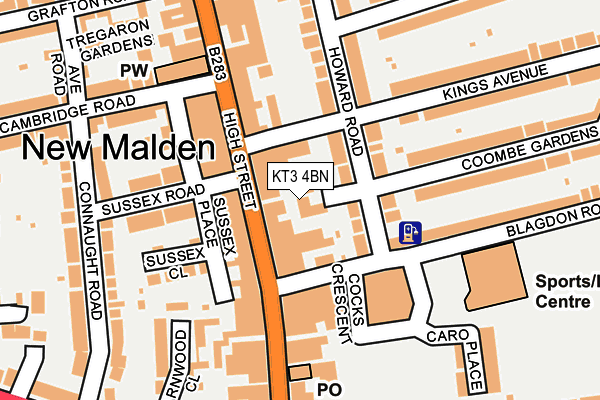 KT3 4BN map - OS OpenMap – Local (Ordnance Survey)