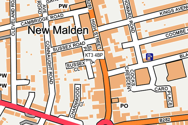 KT3 4BP map - OS OpenMap – Local (Ordnance Survey)