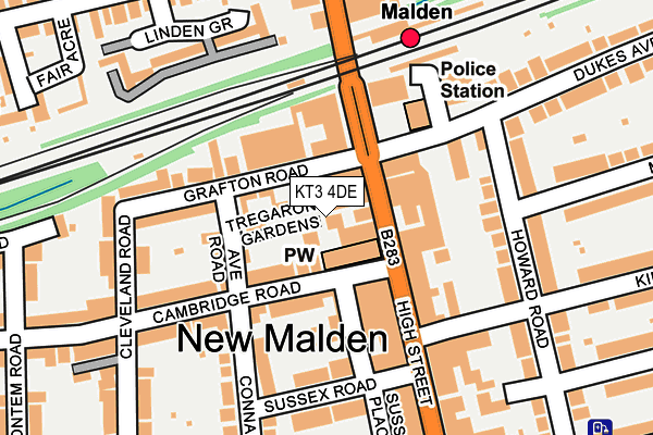 KT3 4DE map - OS OpenMap – Local (Ordnance Survey)