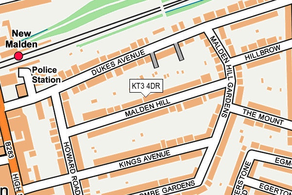 KT3 4DR map - OS OpenMap – Local (Ordnance Survey)