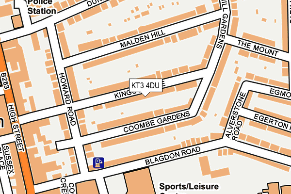 KT3 4DU map - OS OpenMap – Local (Ordnance Survey)