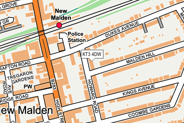 KT3 4DW map - OS OpenMap – Local (Ordnance Survey)