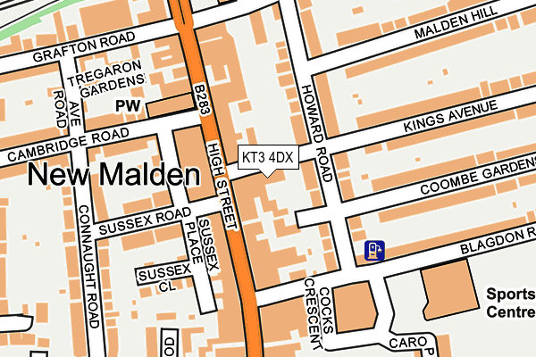 KT3 4DX map - OS OpenMap – Local (Ordnance Survey)