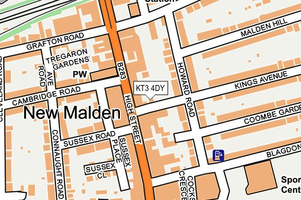KT3 4DY map - OS OpenMap – Local (Ordnance Survey)
