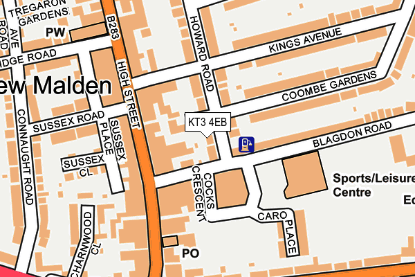 KT3 4EB map - OS OpenMap – Local (Ordnance Survey)