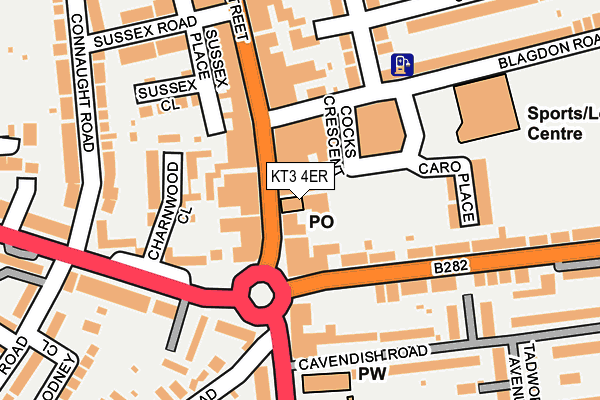 KT3 4ER map - OS OpenMap – Local (Ordnance Survey)