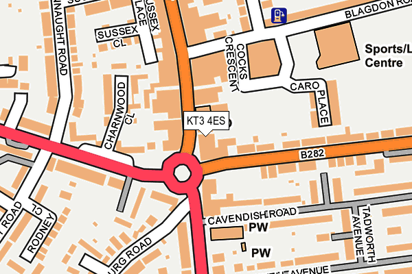KT3 4ES map - OS OpenMap – Local (Ordnance Survey)