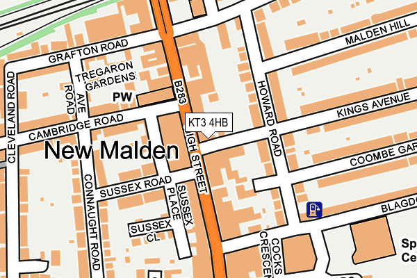 KT3 4HB map - OS OpenMap – Local (Ordnance Survey)