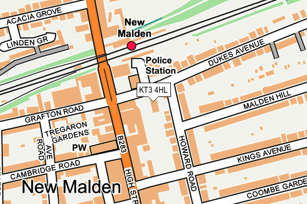 KT3 4HL map - OS OpenMap – Local (Ordnance Survey)