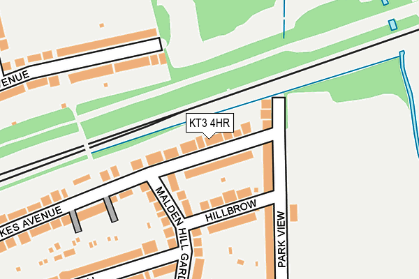 KT3 4HR map - OS OpenMap – Local (Ordnance Survey)