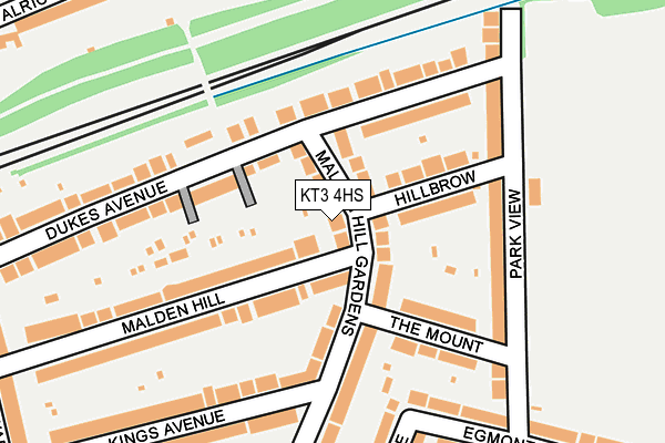 KT3 4HS map - OS OpenMap – Local (Ordnance Survey)