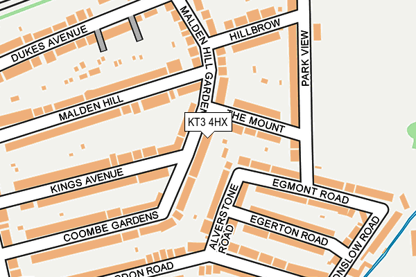 KT3 4HX map - OS OpenMap – Local (Ordnance Survey)