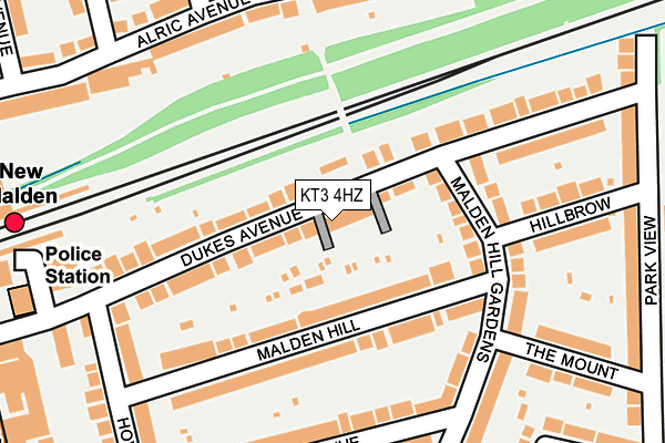 KT3 4HZ map - OS OpenMap – Local (Ordnance Survey)
