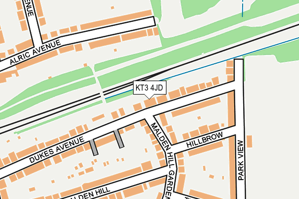KT3 4JD map - OS OpenMap – Local (Ordnance Survey)