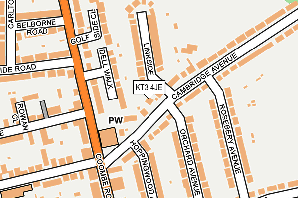 KT3 4JE map - OS OpenMap – Local (Ordnance Survey)