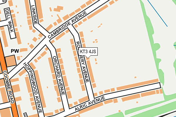 KT3 4JS map - OS OpenMap – Local (Ordnance Survey)