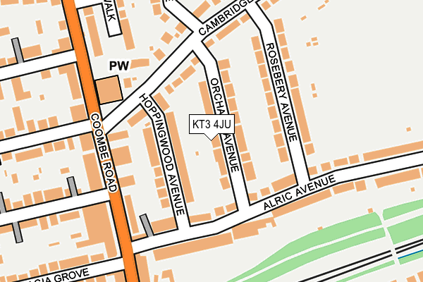 KT3 4JU map - OS OpenMap – Local (Ordnance Survey)