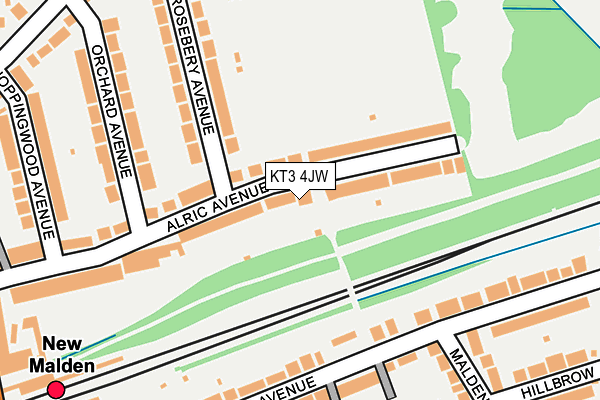 KT3 4JW map - OS OpenMap – Local (Ordnance Survey)