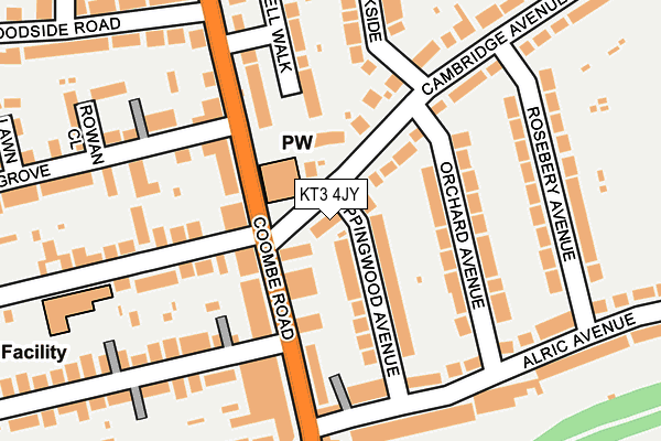 KT3 4JY map - OS OpenMap – Local (Ordnance Survey)