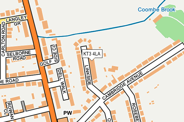 KT3 4LA map - OS OpenMap – Local (Ordnance Survey)