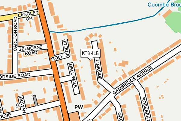 KT3 4LB map - OS OpenMap – Local (Ordnance Survey)