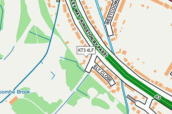 KT3 4LF map - OS OpenMap – Local (Ordnance Survey)
